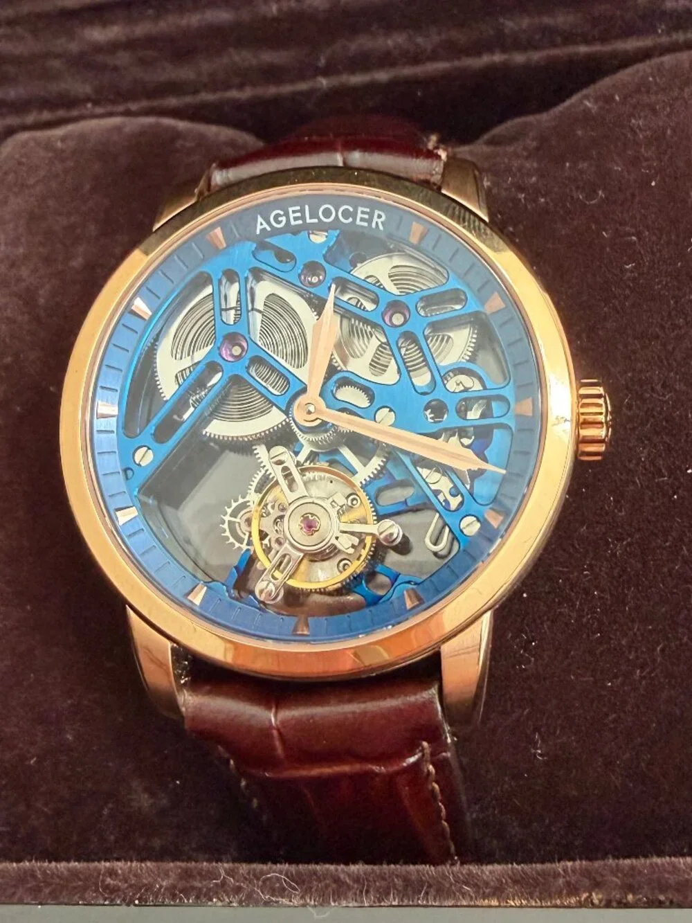 AGELOCER Men's Automatic Skeletonized Tourbillon Watch, Sapphire Crystal, 50M WR - Picture 1 of 4